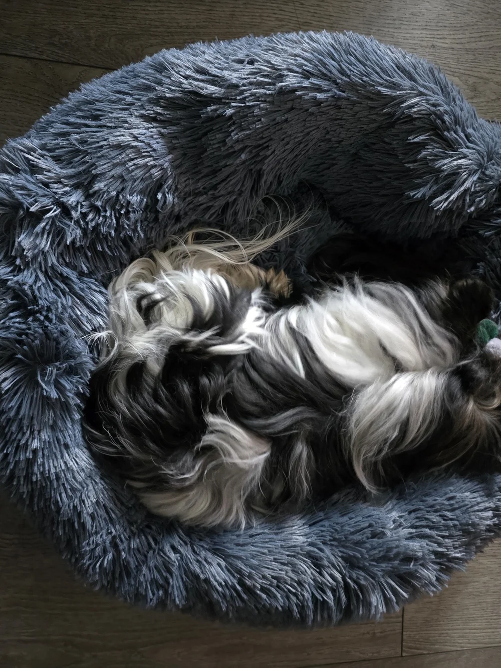 Plush Round Faux Fur Pet Bed - Gray